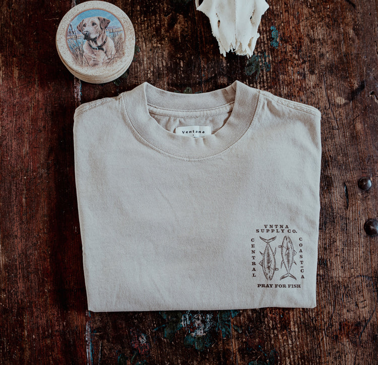 Pray for Fish Heavy Tee Khaki