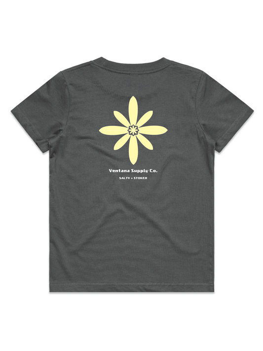 Kids Coast Crewneck Tee - Fish Flower Coal