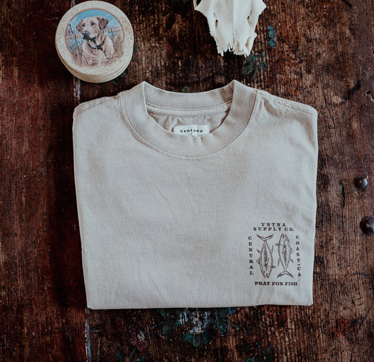 Pray for Fish Heavy Tee - Khaki