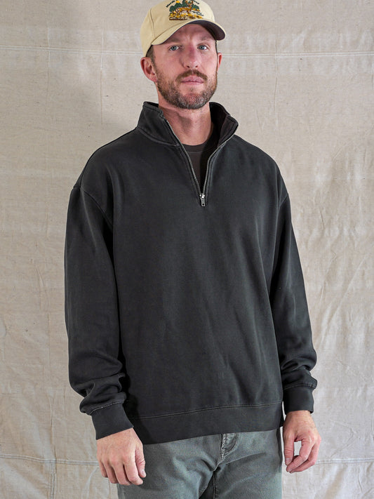 Quarter Zip Fleece (Mens) - Faded Black