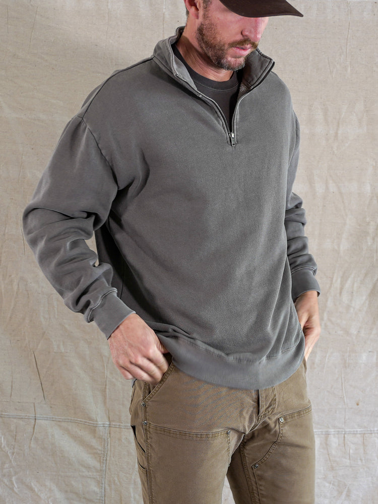 Quarter Zip Fleece (Mens) - Faded Grey