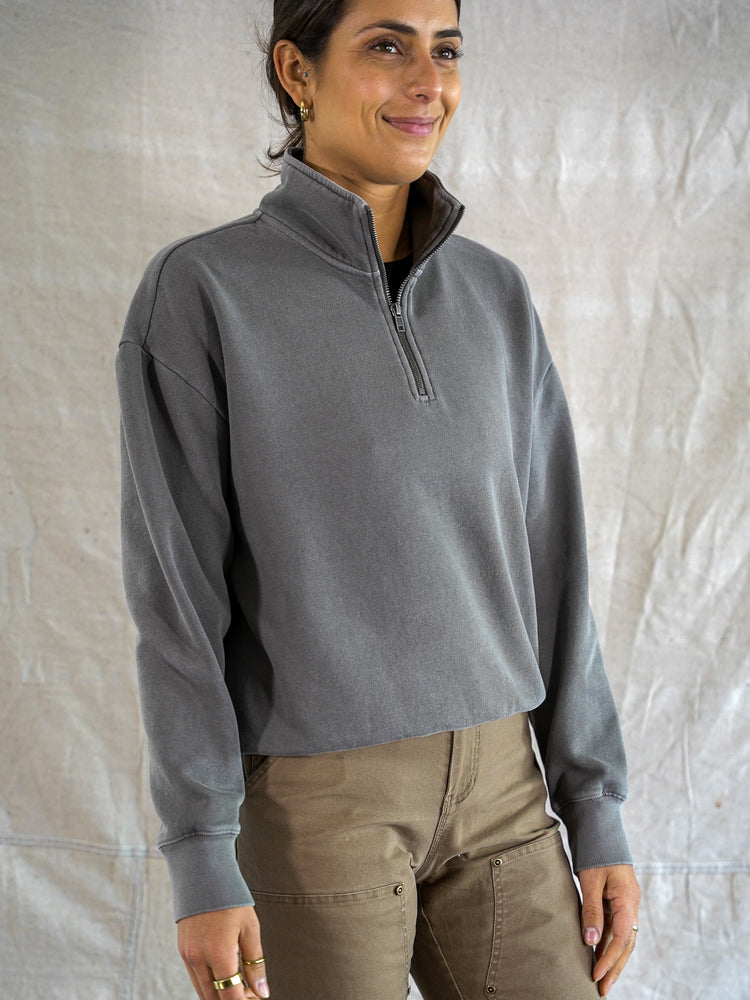 Quarter Zip Fleece (Womens) - Faded Grey