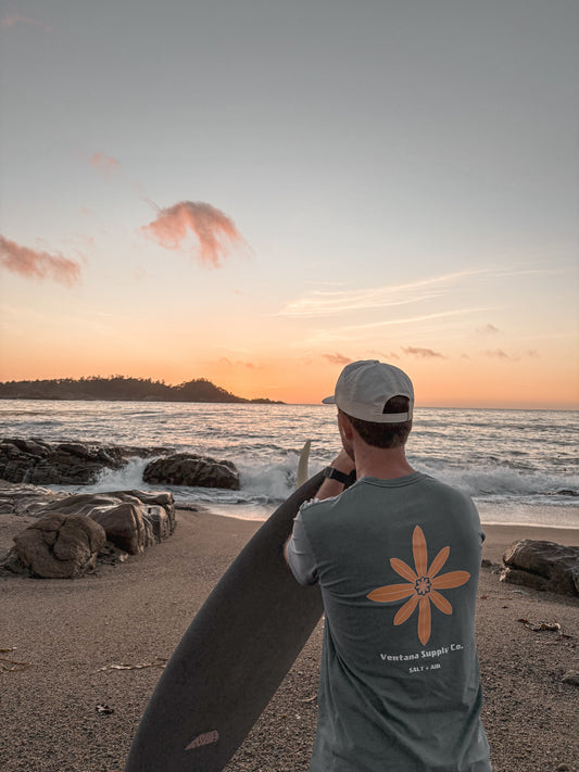 Fish Flower Coast Tee - Slate Blue