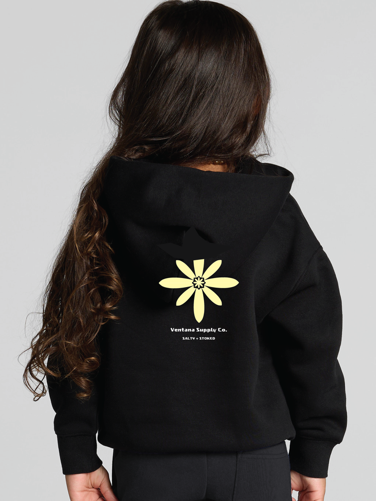 Kids Sur Hoodie - Fish Flower Black