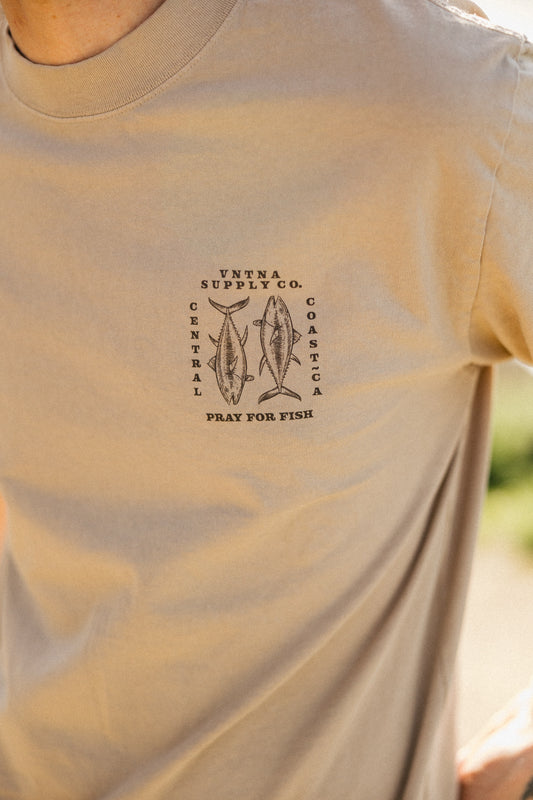 Pray for Fish Heavy Tee Khaki