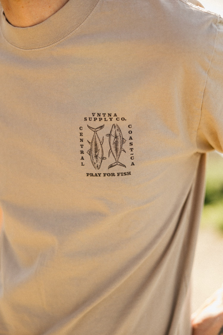 Pray for Fish Heavy Tee - Khaki