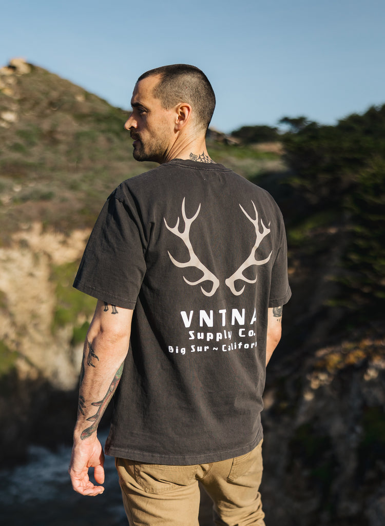 Elk Antler Heavy Tee - Faded Black