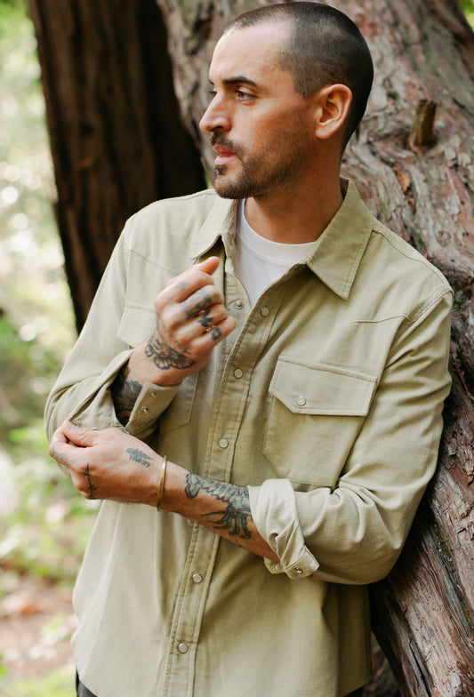 Cypress Corduroy Western Shirt Dusty Olive