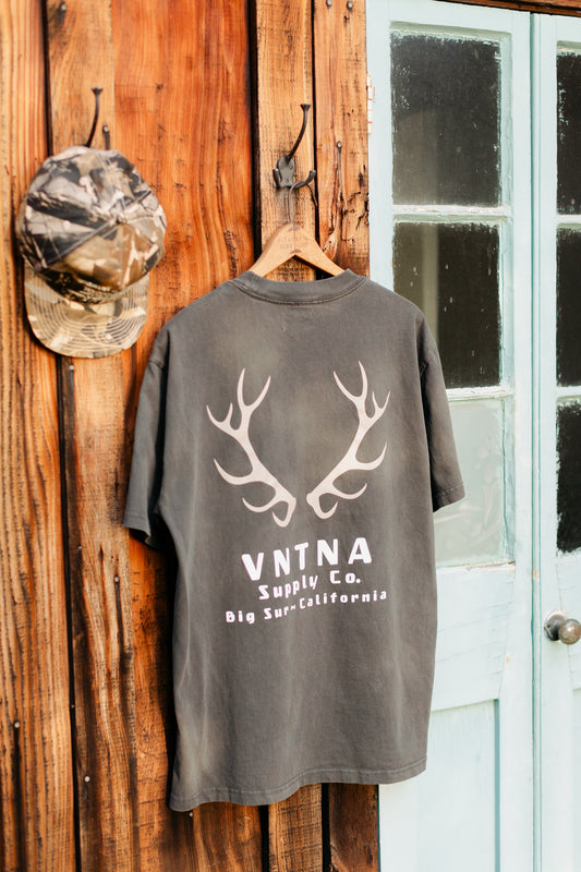 Elk Antler Heavy Tee - Faded Black