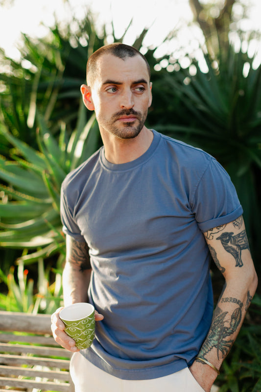 Coast Crewneck Tee - Slate Blue