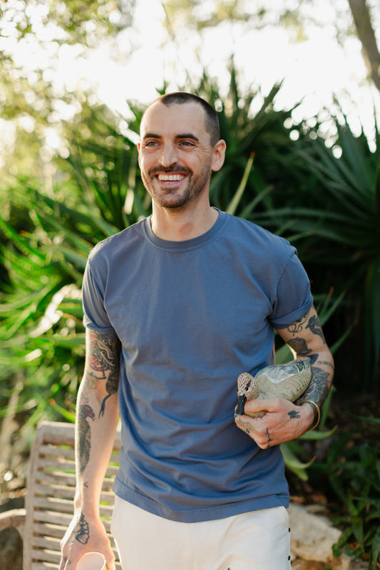Coast Crewneck Tee - Slate Blue
