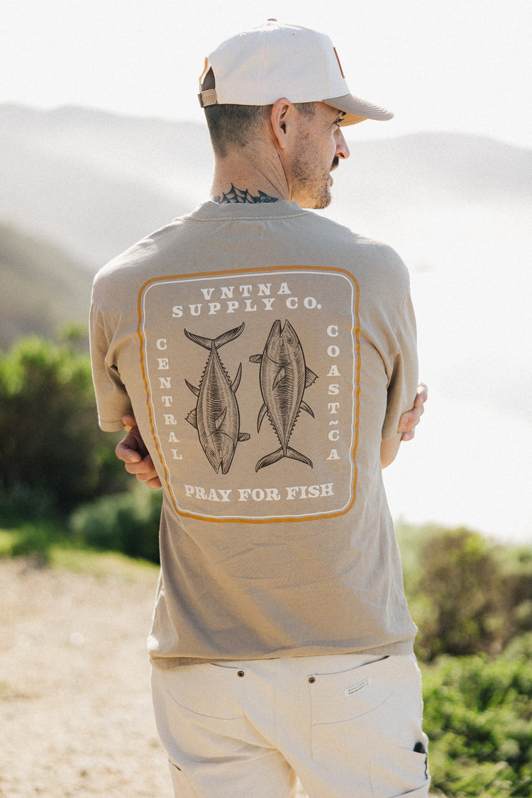 Pray for Fish Heavy Tee Khaki